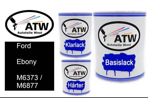 Ford, Ebony, M6373 / M6877: 1L Lackdose + 1L Klarlack + 500ml Härter - Set, von ATW Autoteile West.